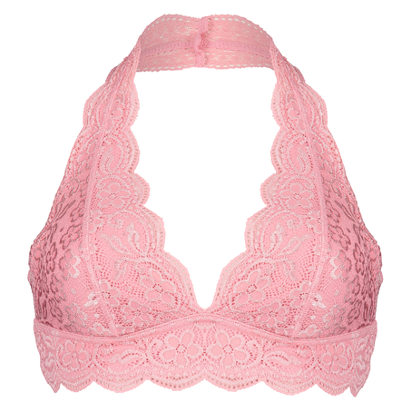 Bralette Halter Lace, Rosa