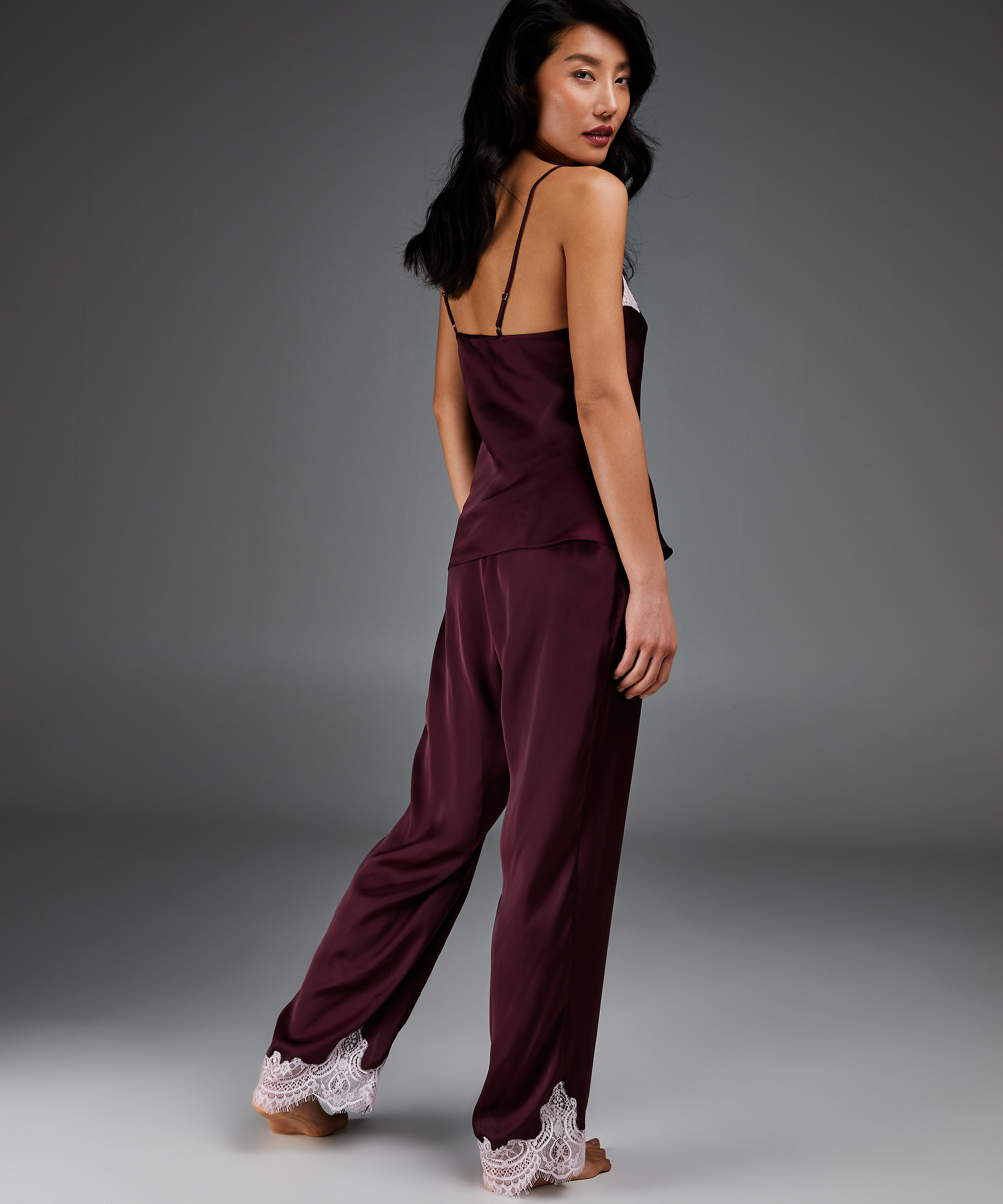 Camitopp i satin, Röd, main