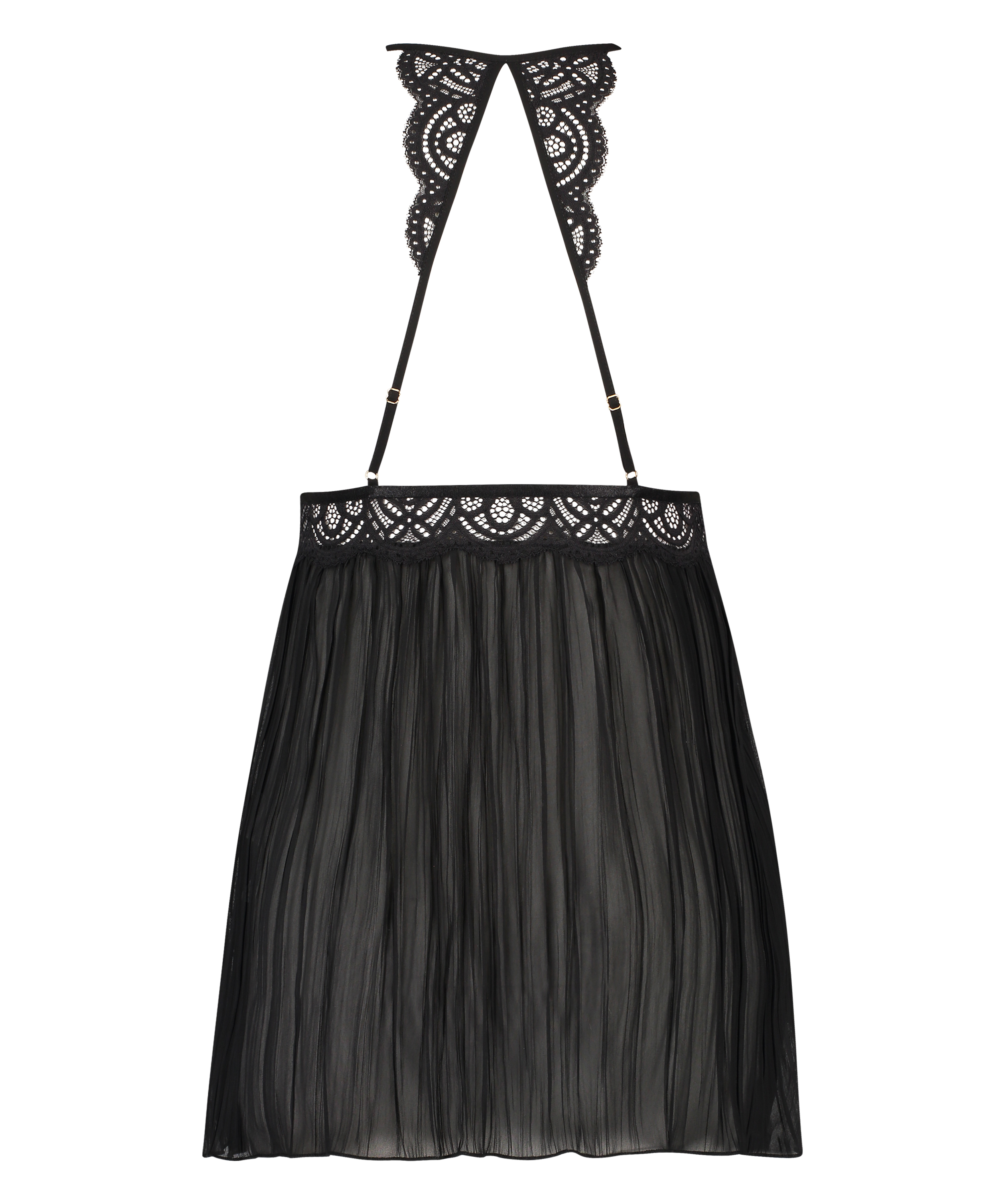 Babydoll i chiffong, Svart, main