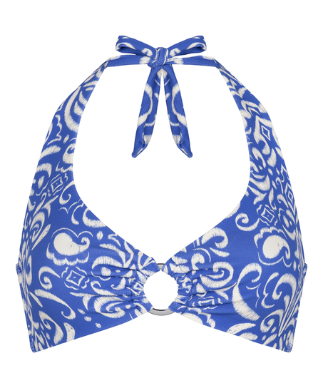 Cancun halterneck-crop-topp, Blå