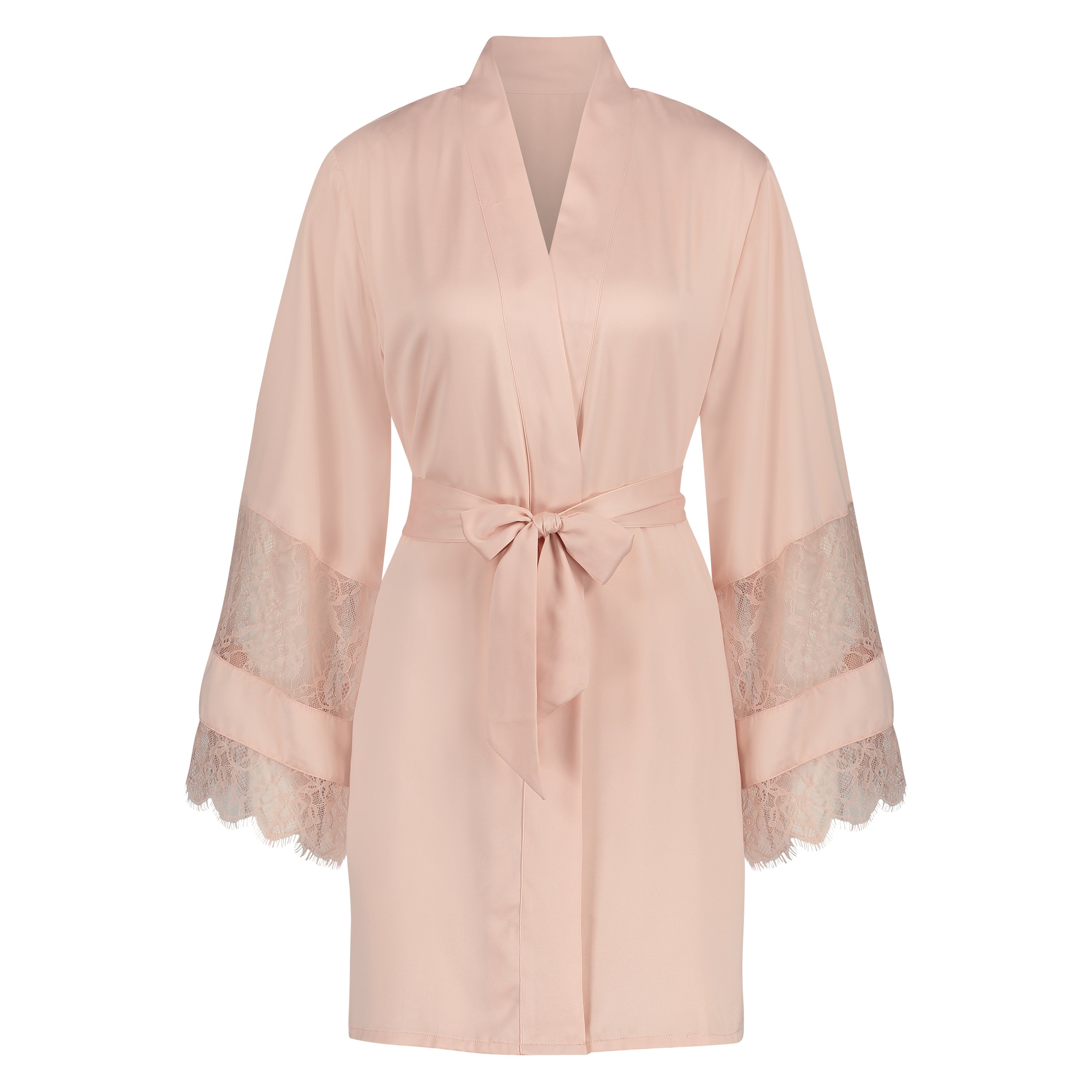 Satinkimono med spets, Rosa, main