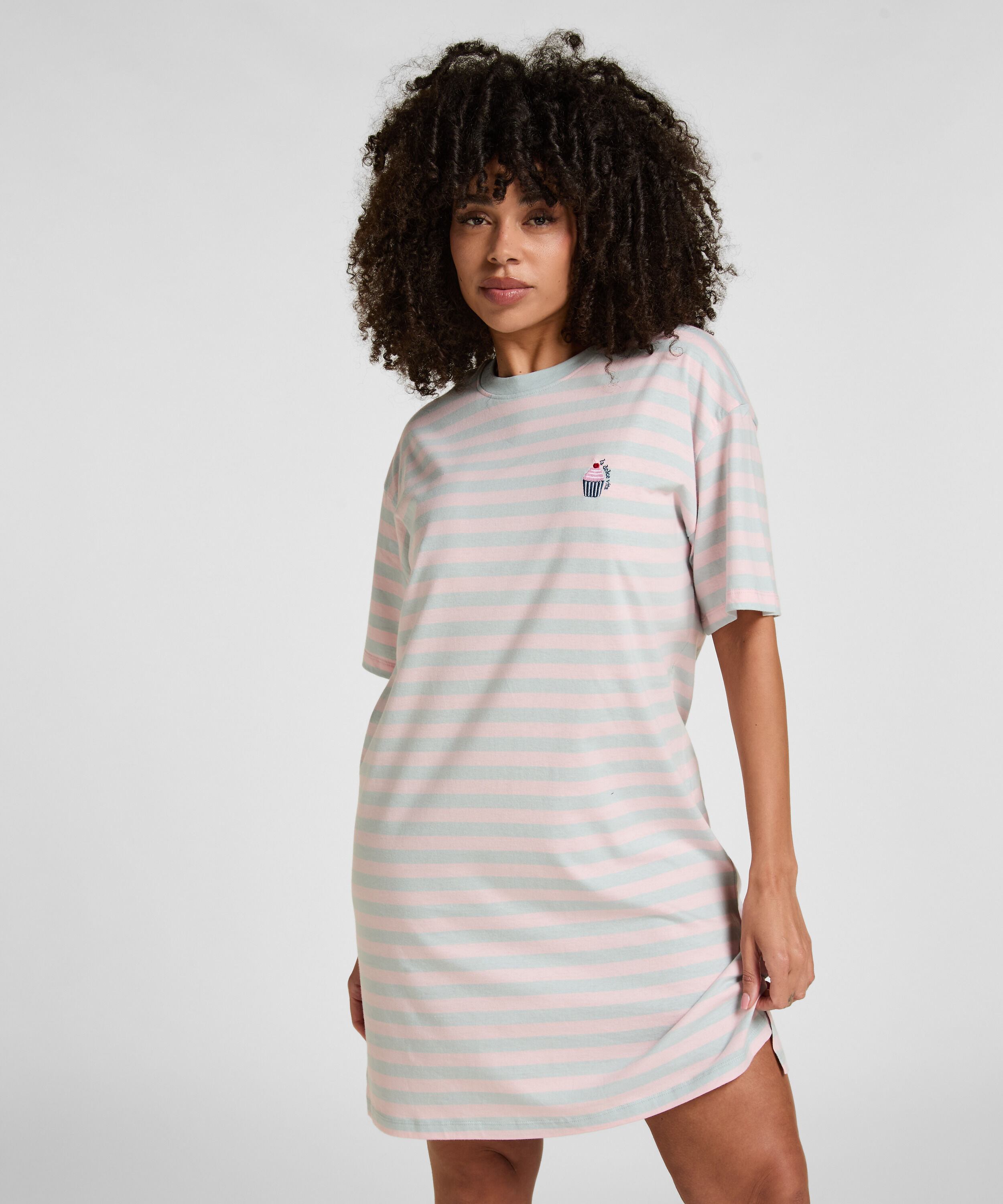 Nattskjorta med rund hals, Blå