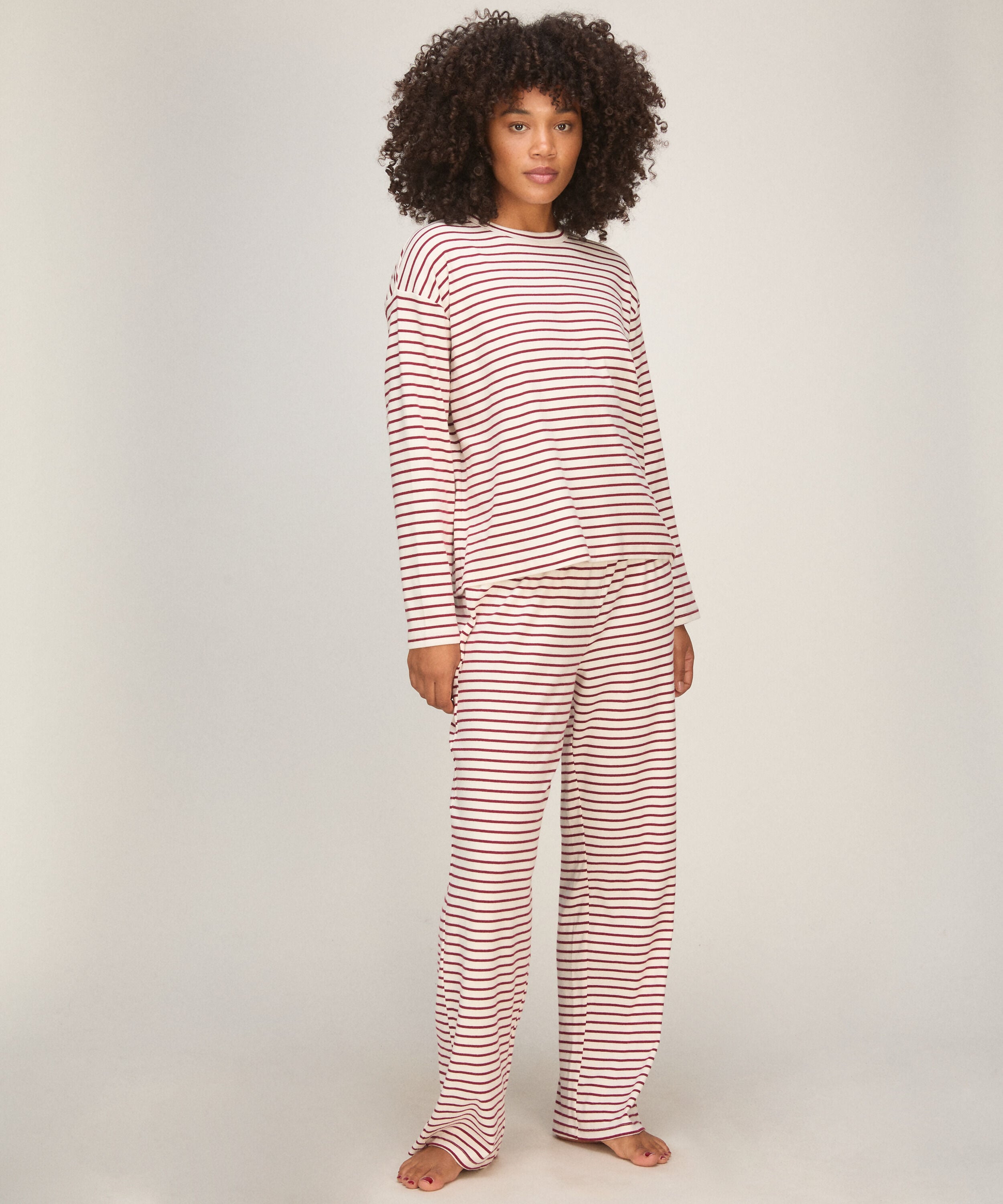Pyjamasset i bomullsjersey, Röd Pyjamasset i bomullsjersey, Röd