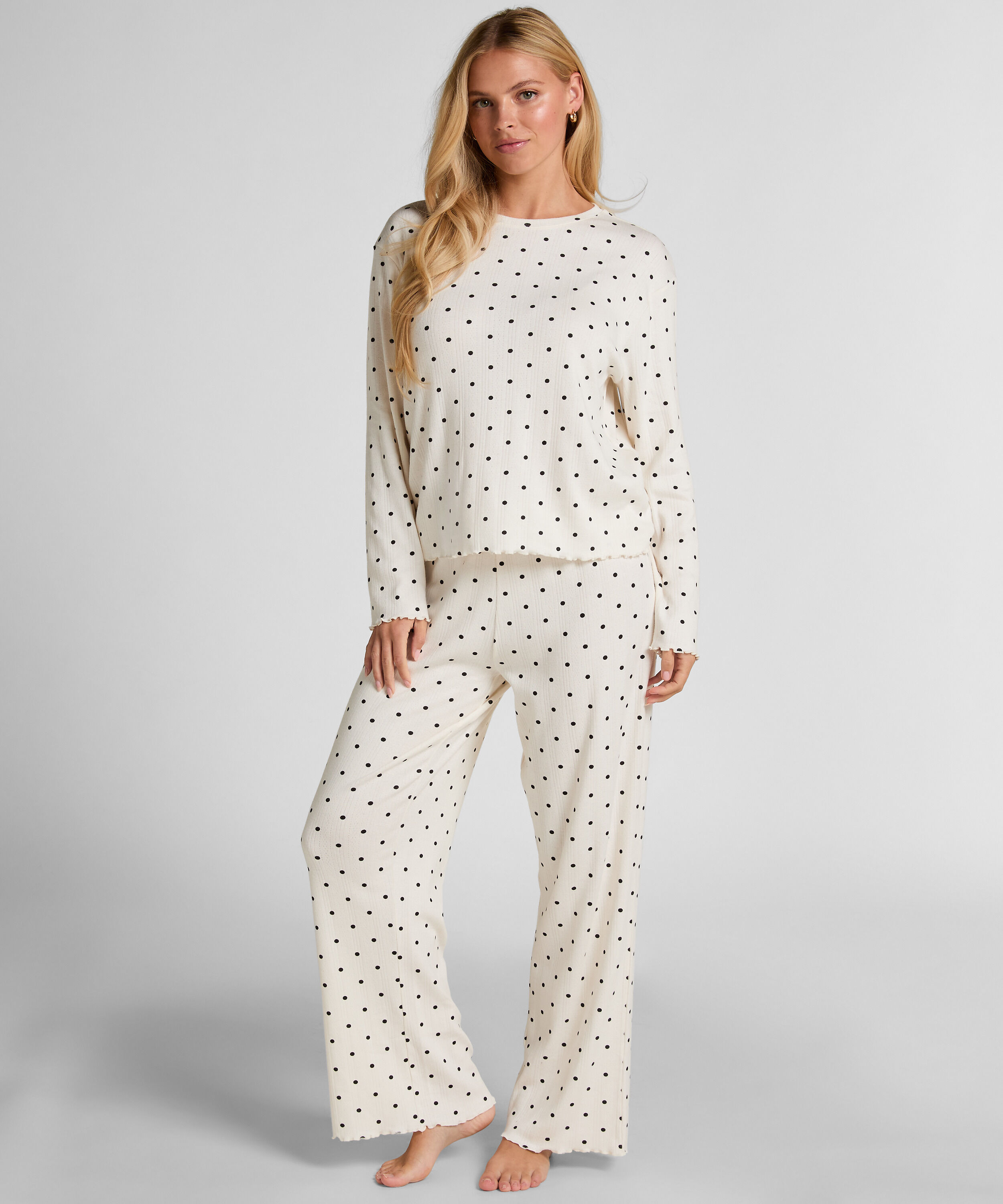 Pyjama Pant Loose Pointelle, Vit Pyjama Pant Loose Pointelle, Vit