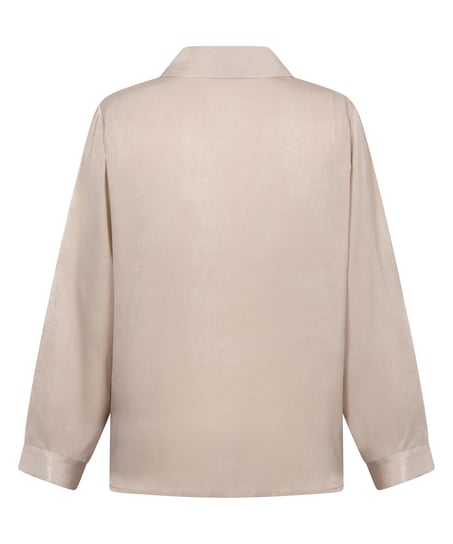 Långärmad jacka i satin, Beige