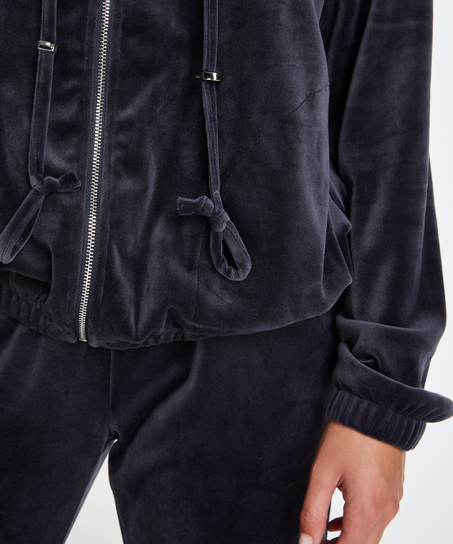 Hoodiejacka i sammet, Grå