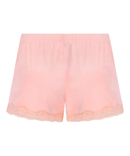 Velour- och spetsshort, Rosa