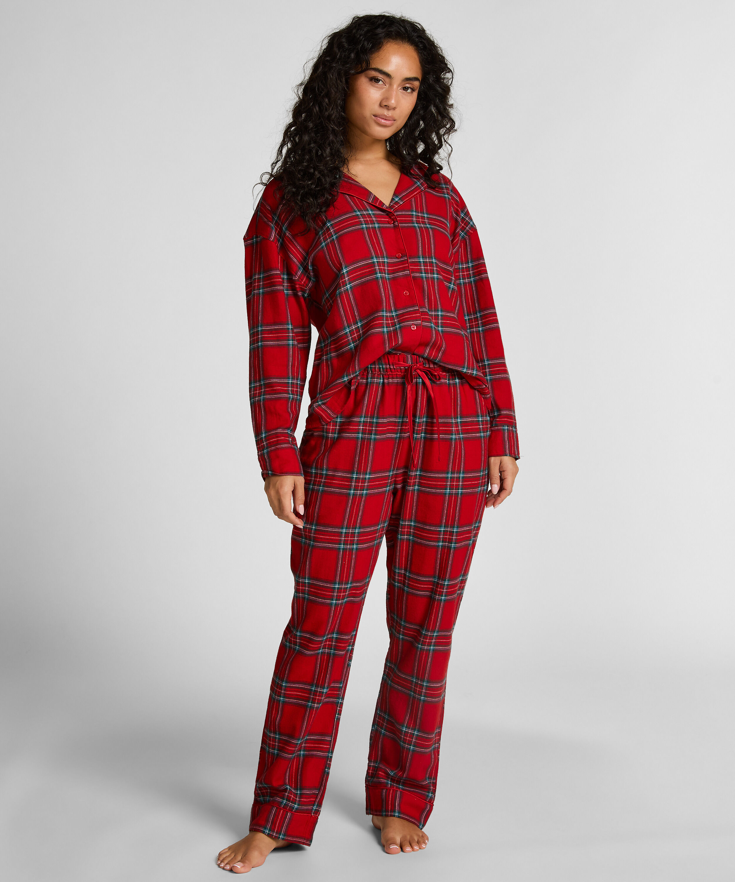 Pyjamasbyxori flanell, Röd