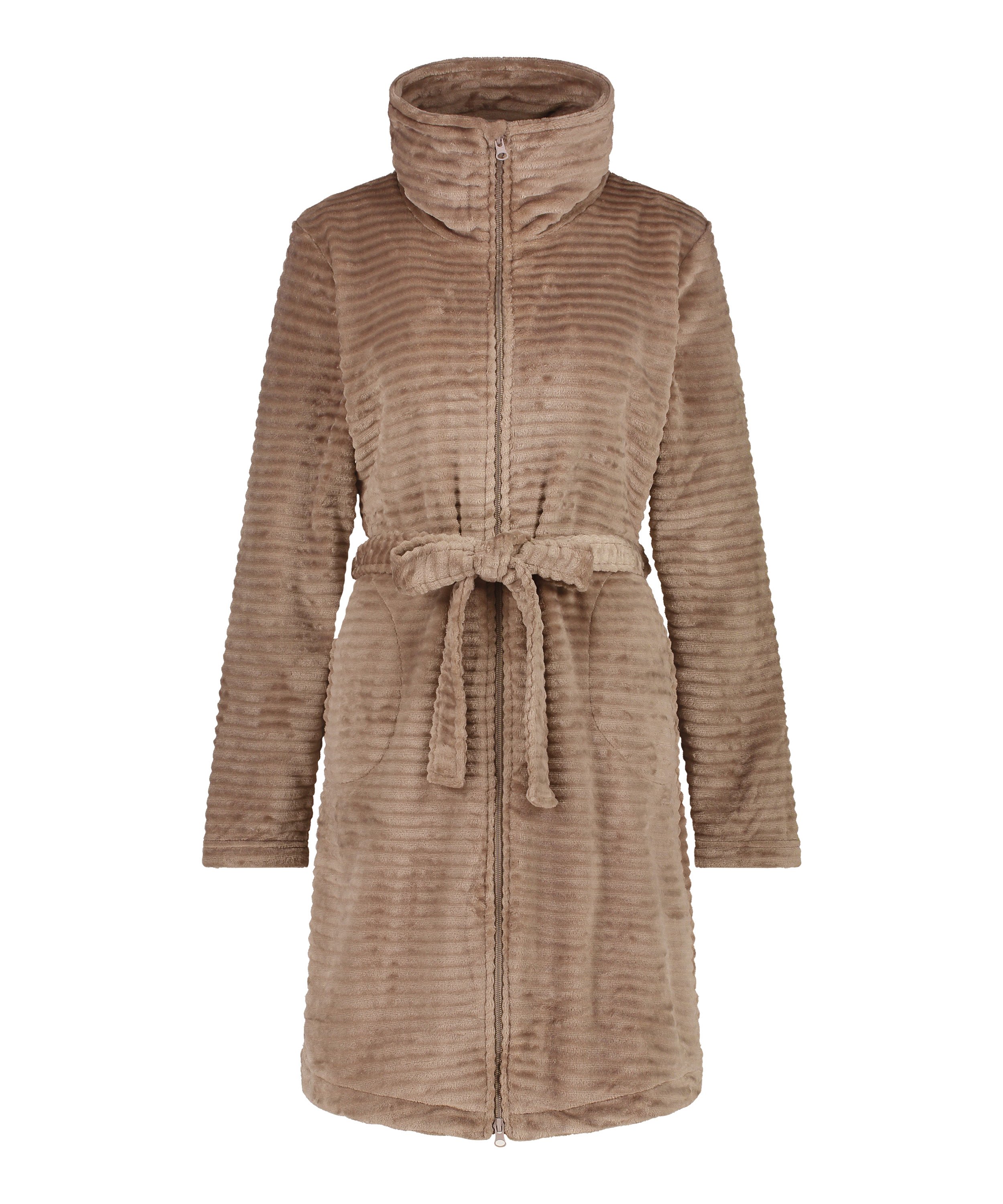 Badrock i fleece med dragkedja, Grå, main