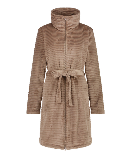 Badrock i fleece med dragkedja, Grå