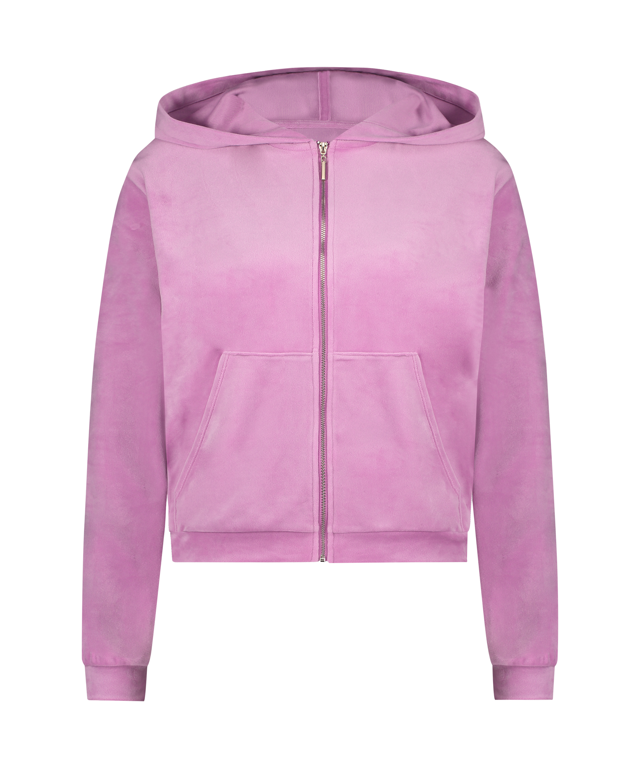 Hoodiejacka i velour, Rosa, main