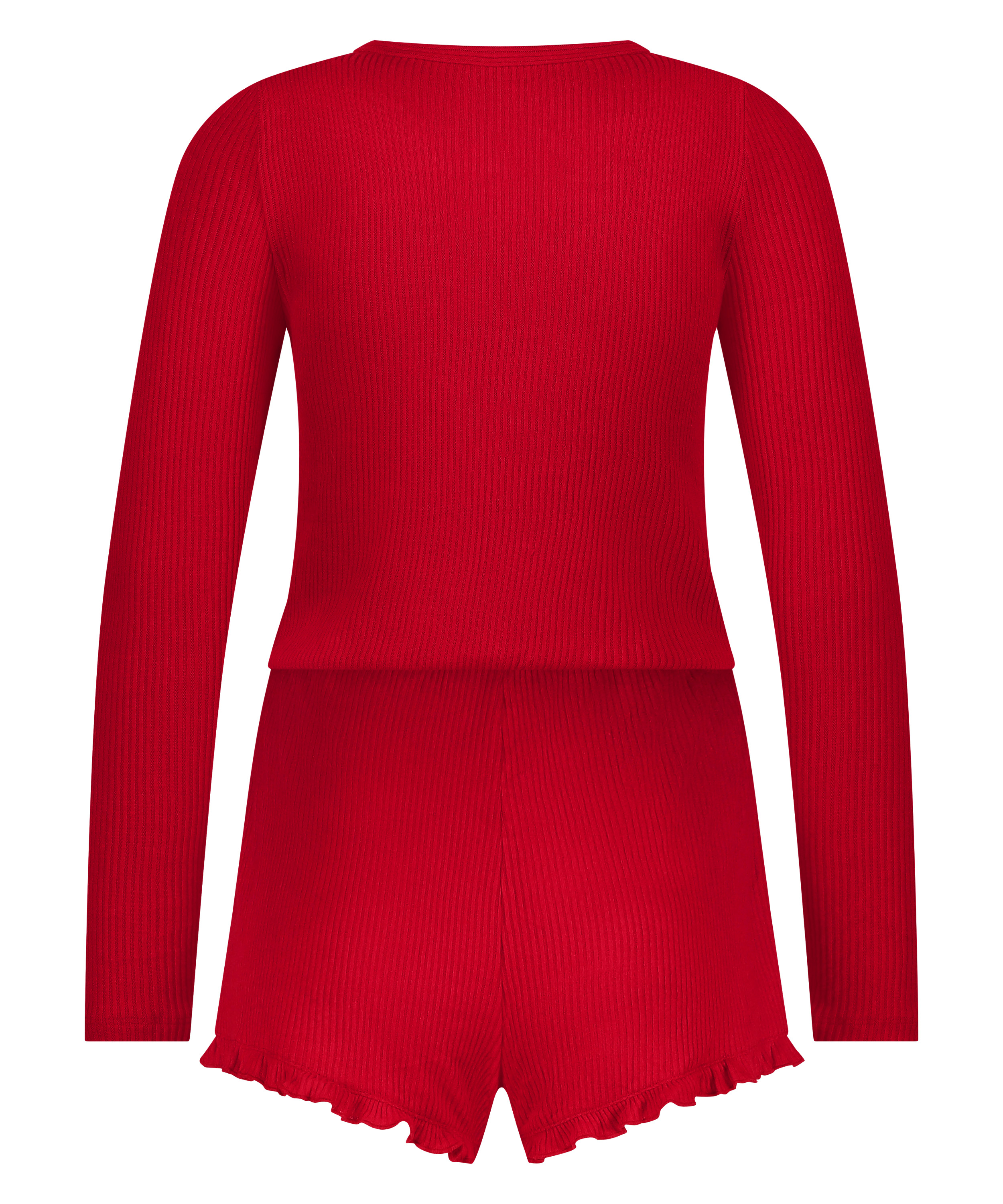 Borstad kort pyjamas, Röd, main