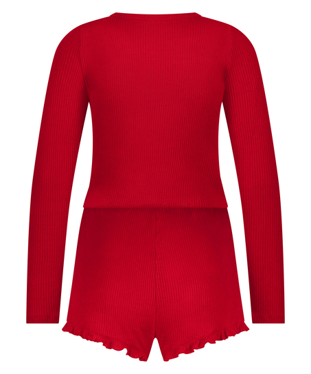 Borstad kort pyjamas, Röd