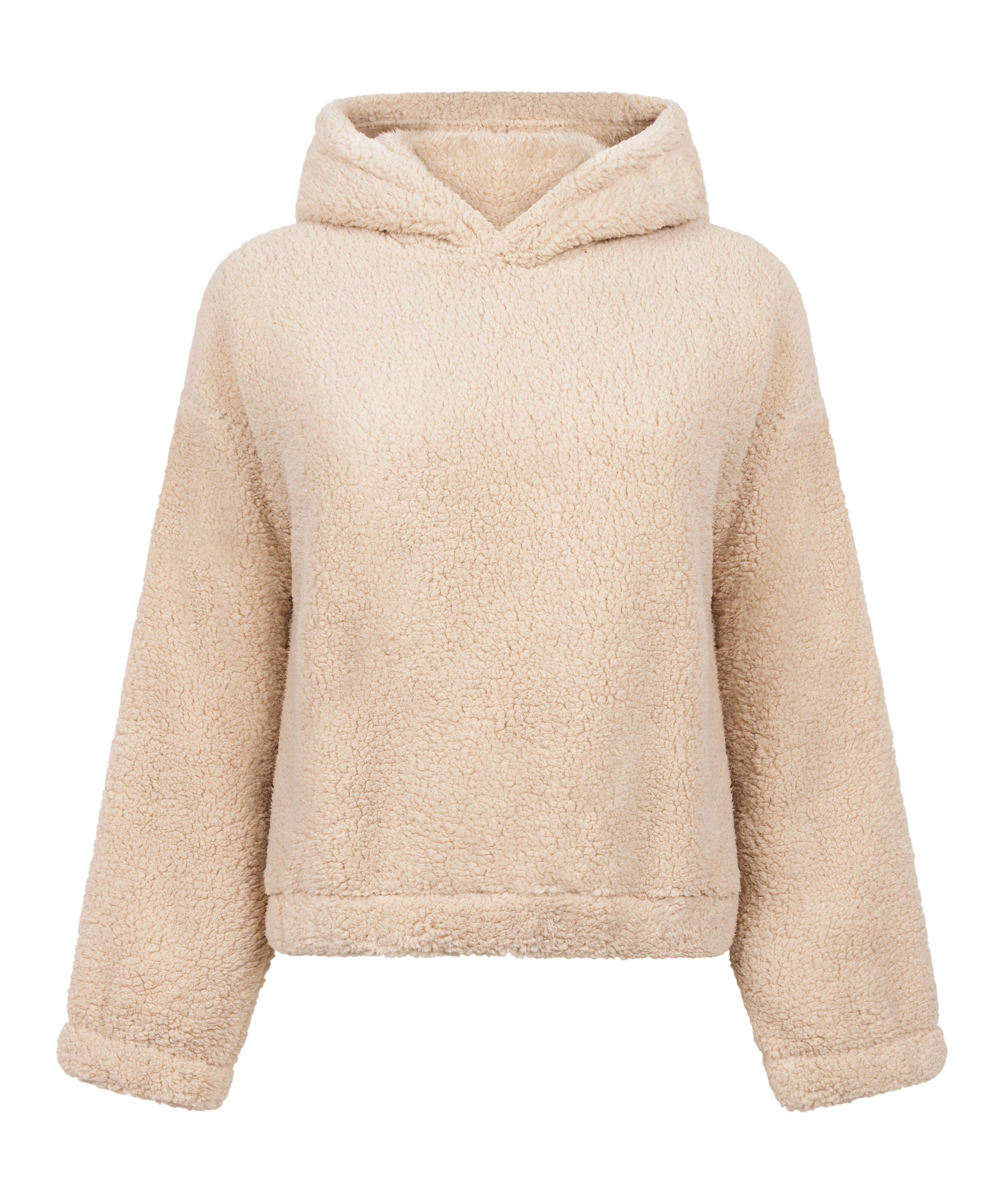Mysig hoodie i fleece, Beige, main