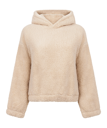 Mysig hoodie i fleece, Beige