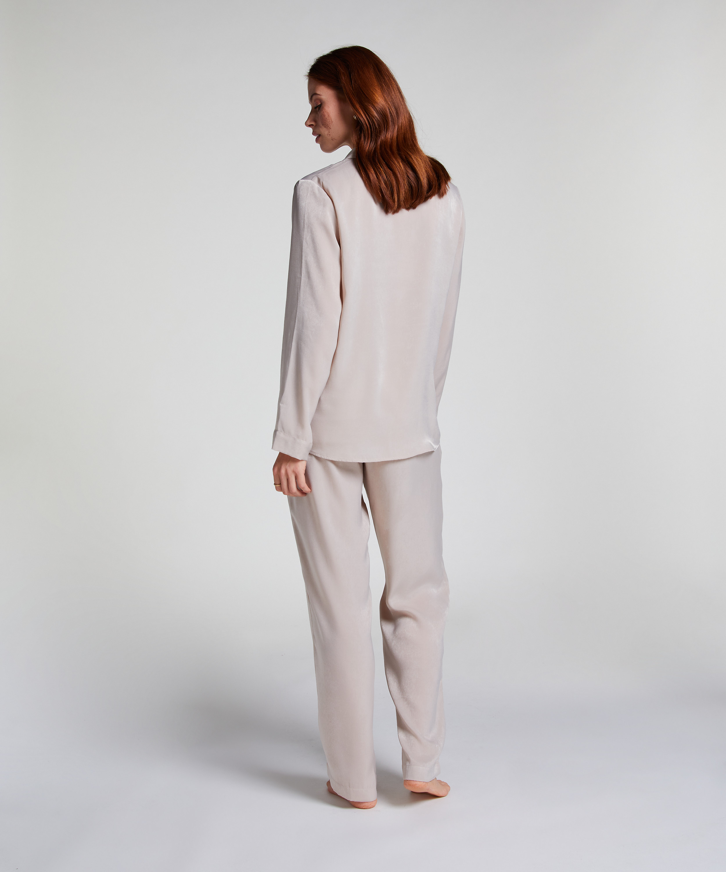 Långärmad jacka i satin, Beige, main