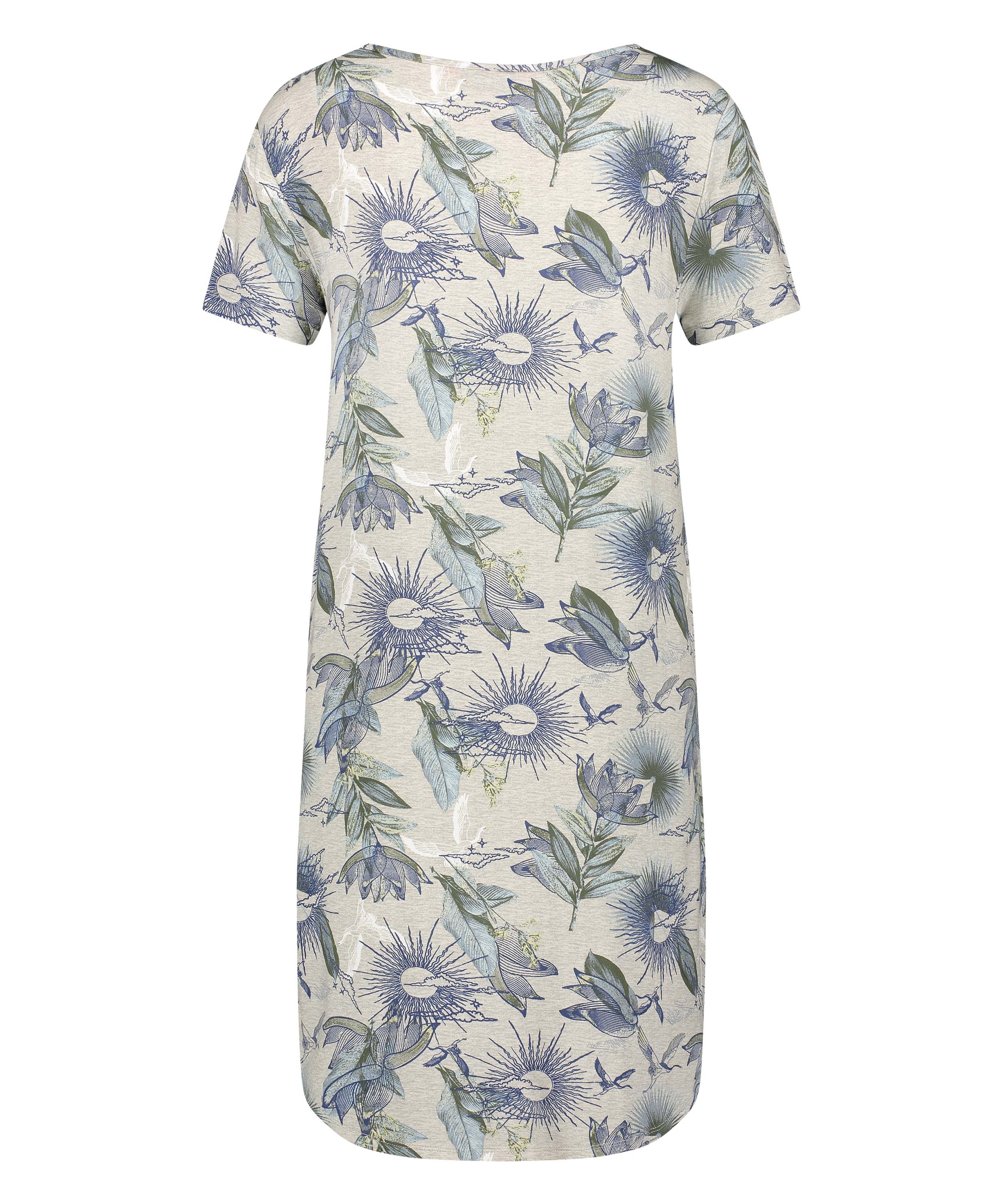 Kort&auml;rmad nattskjorta i jersey, Beige, main