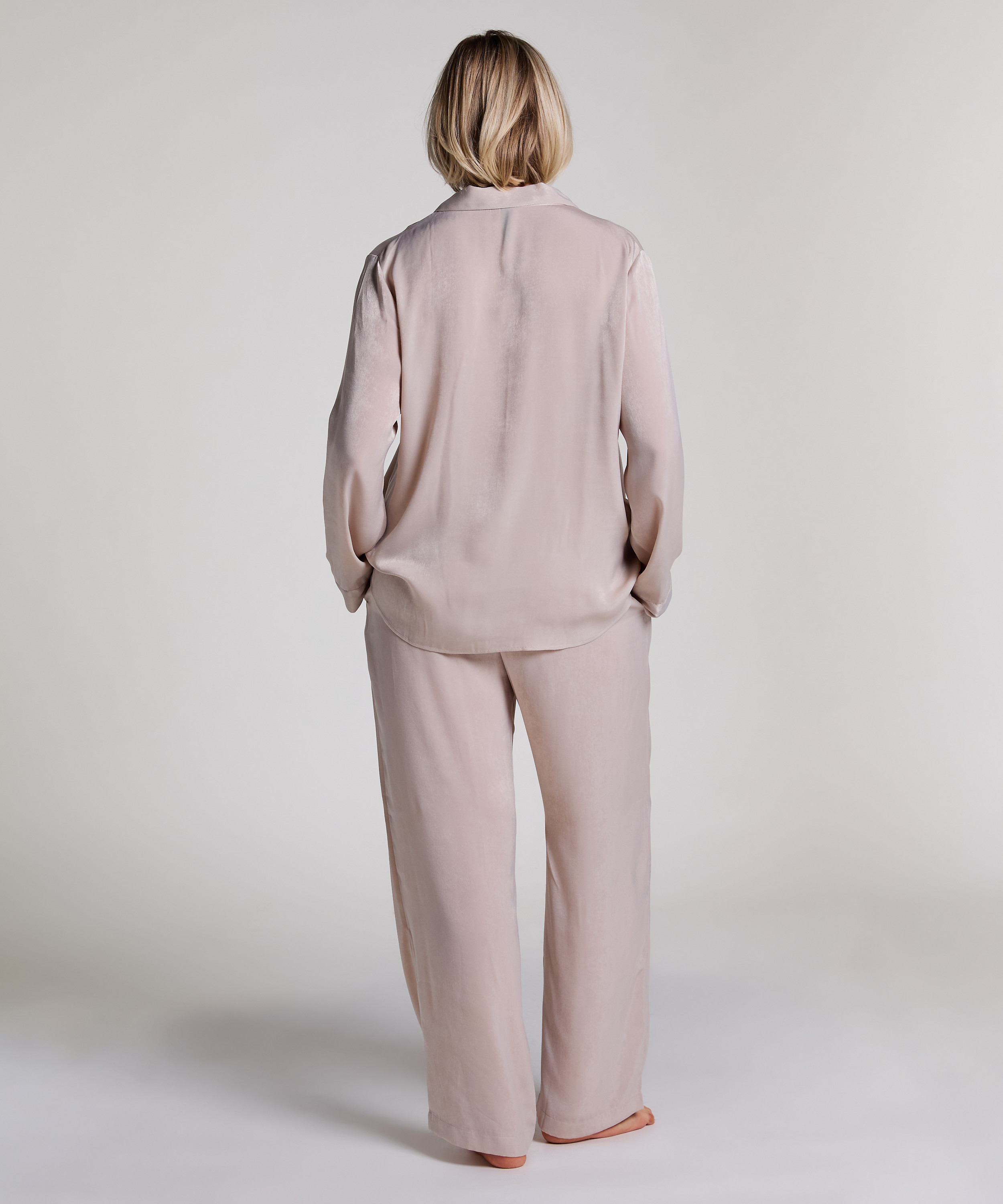 Långärmad jacka i satin, Beige, main