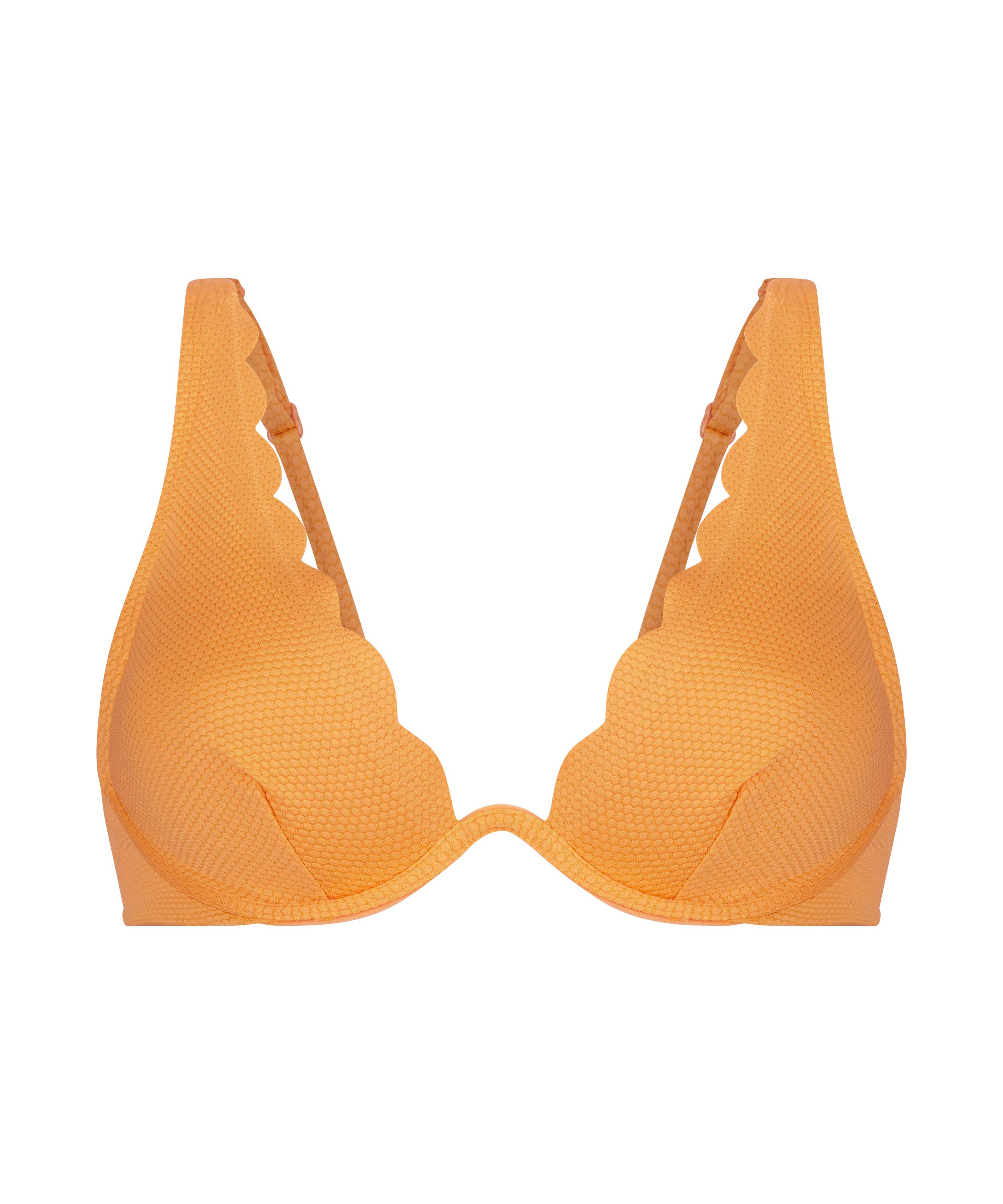 Scallop icke-formpressad bikiniöverdel med bygel, Orange, main