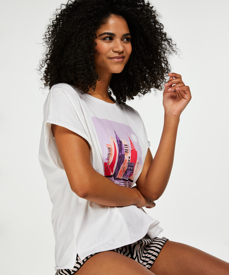 Kort pyjamaströja, Vit