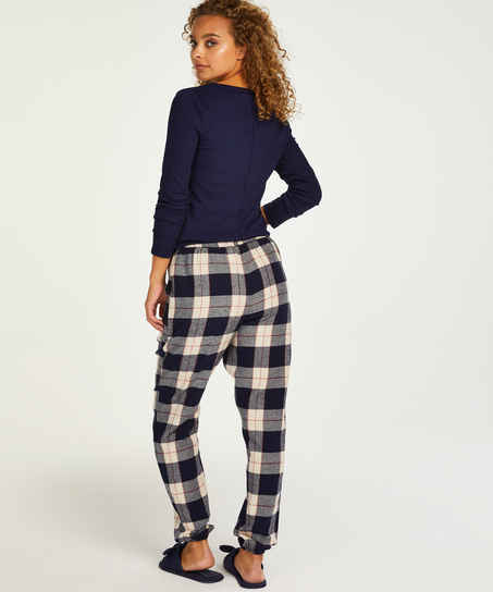 Pyjamasbyxa Twill Check Cuff, bl&aring;