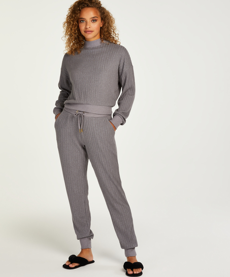 Petite Brushed Rib pyjamasbyxor, Gr&aring;