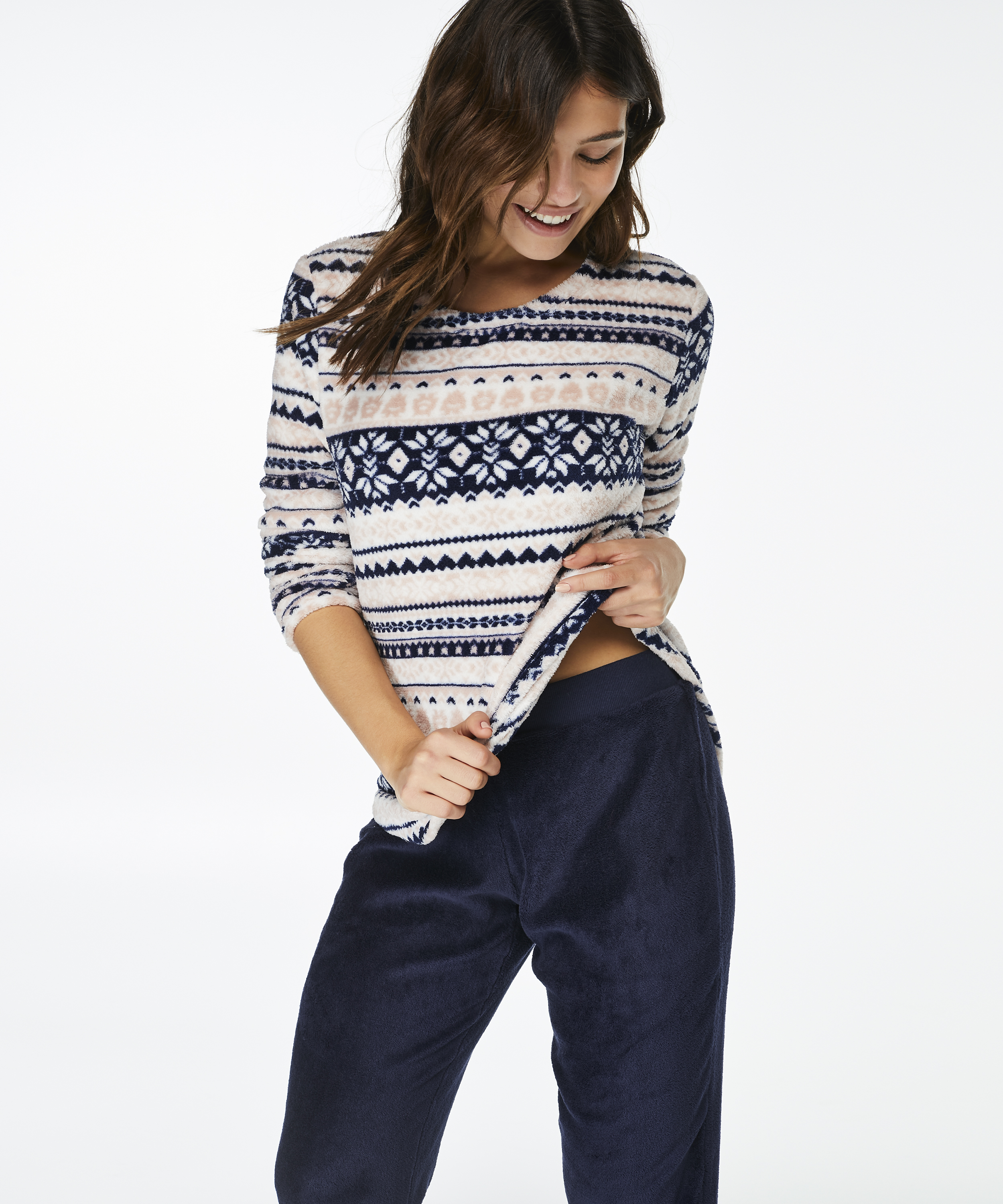 PJ Fleece Fairisle, Rosa, main