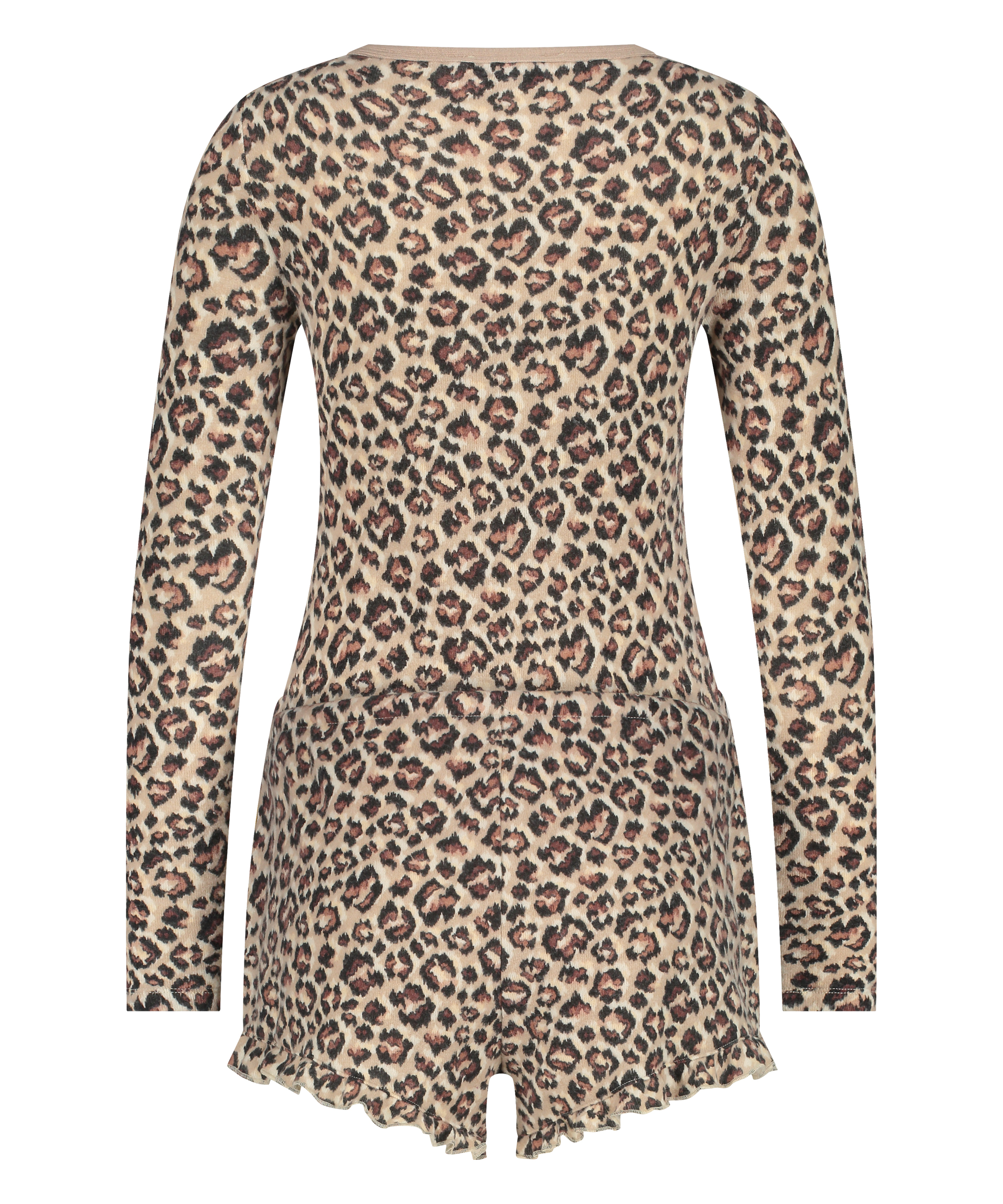 Leopard borstad kort onesie, Beige, main