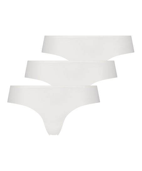3-pack Brazilian-trosa Invisible Lace Back, Vit