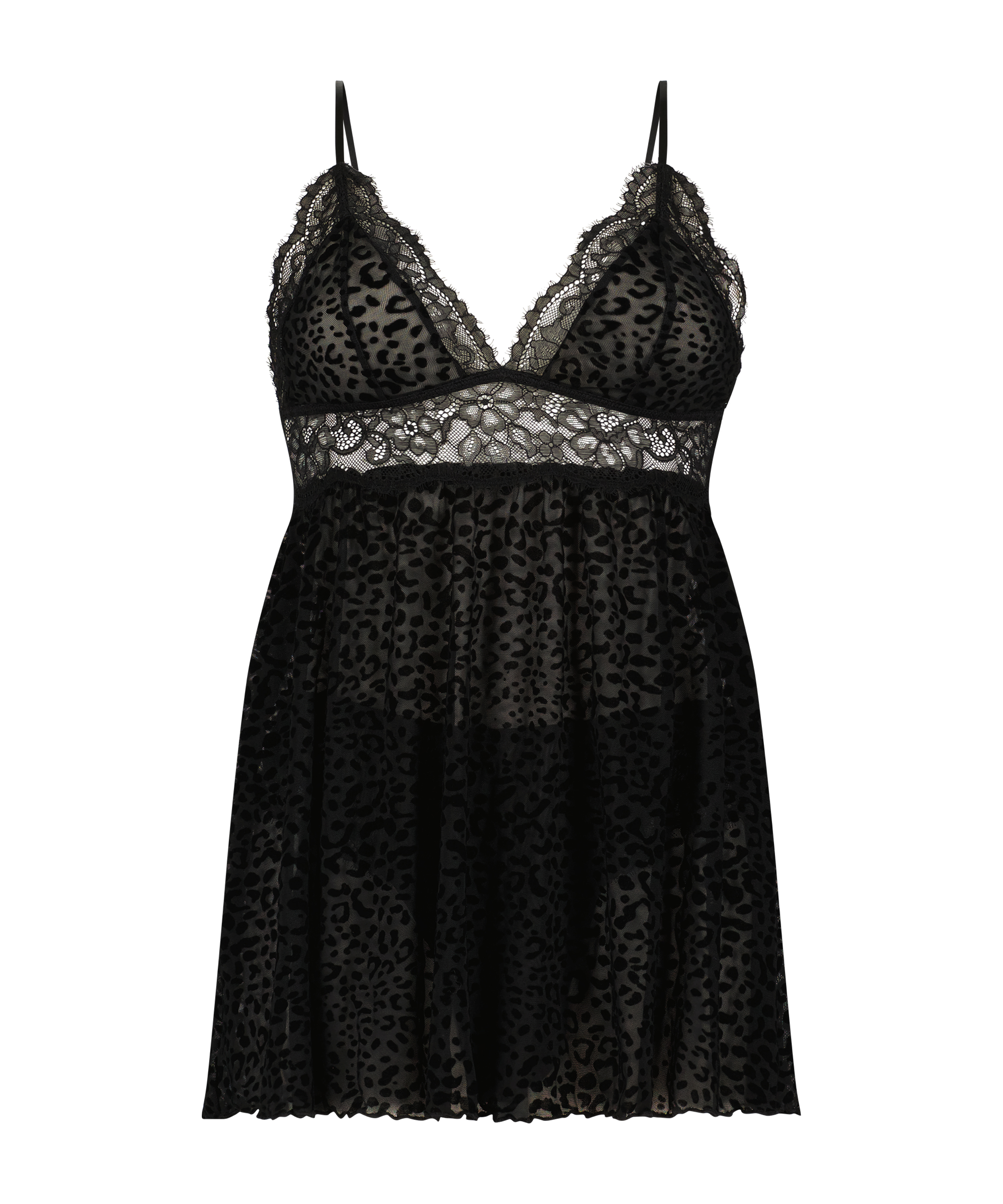 Babydoll Animal Flock Lace, Svart, main