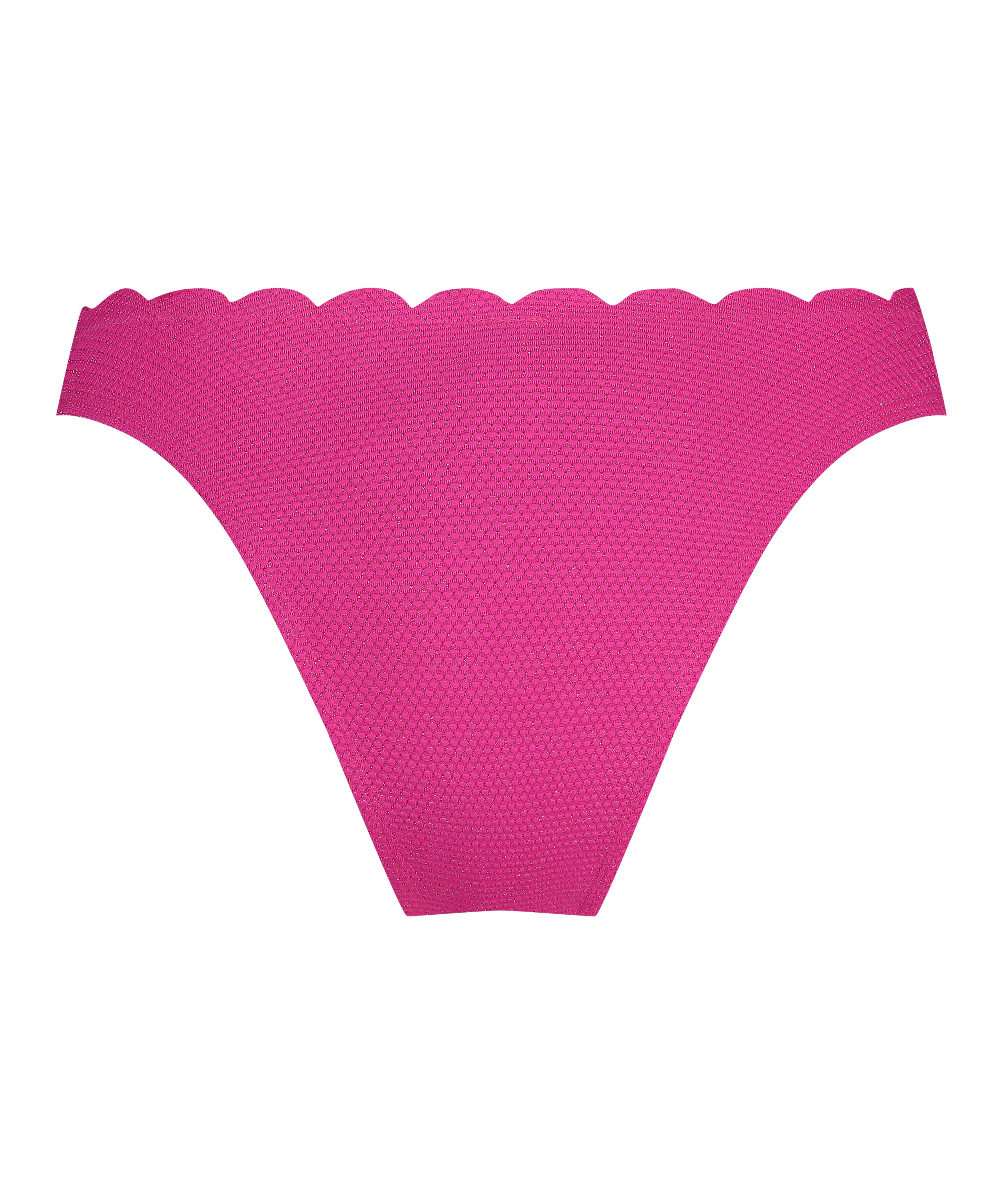Högt Skuren Bikiniunderdel Scallop Lurex, Rosa, main