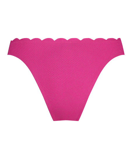 Högt Skuren Bikiniunderdel Scallop Lurex, Rosa