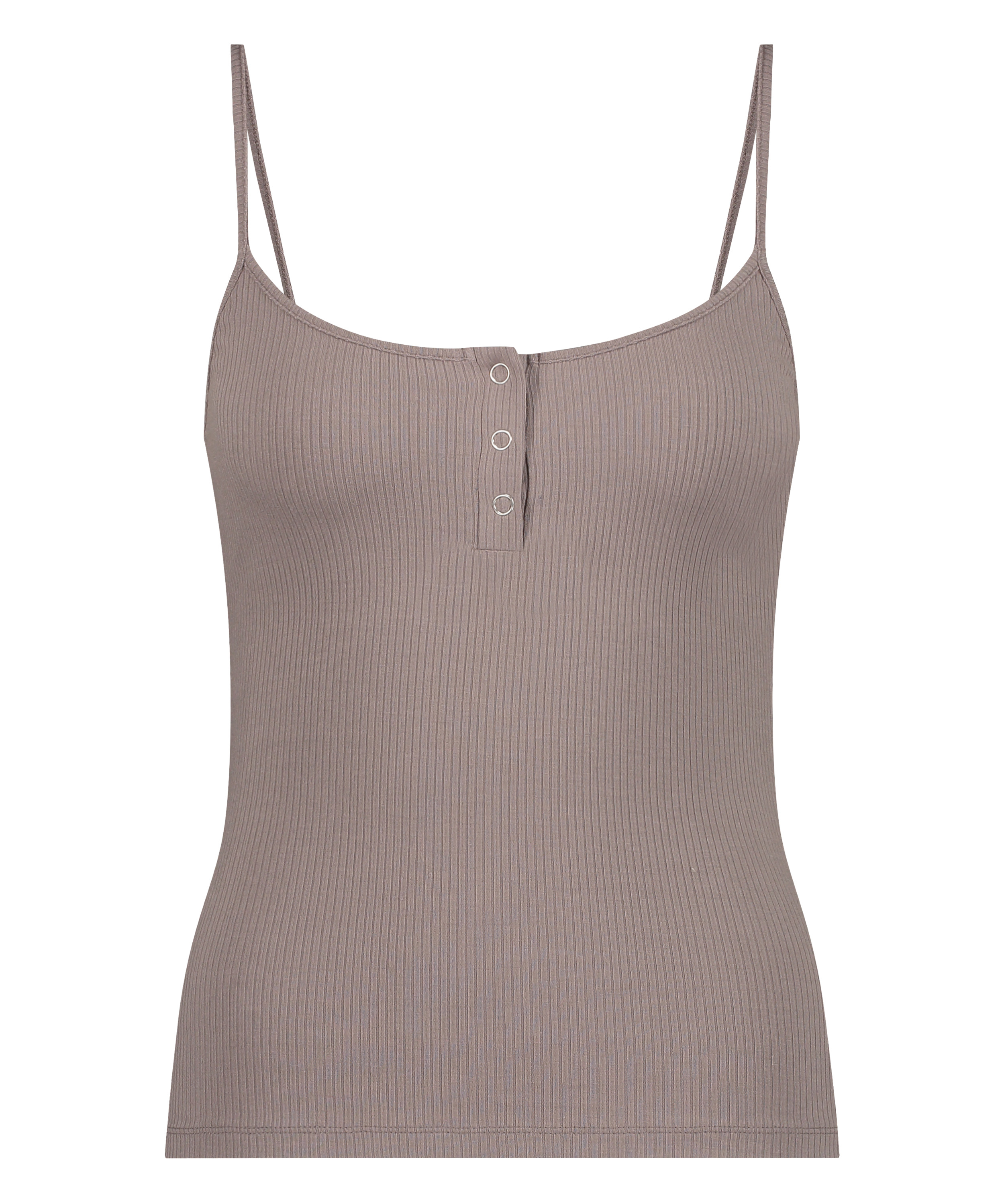 Ribbad armlös topp, Brun, main