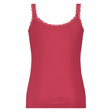 Singlet top cami rib lace, R&ouml;d