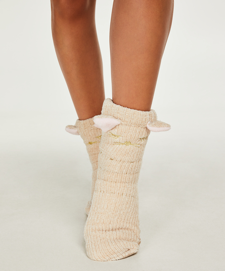 Toffelsockor Fluffy, Vit