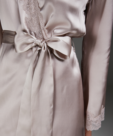 Kimono med kant i sidenspets, Rosa