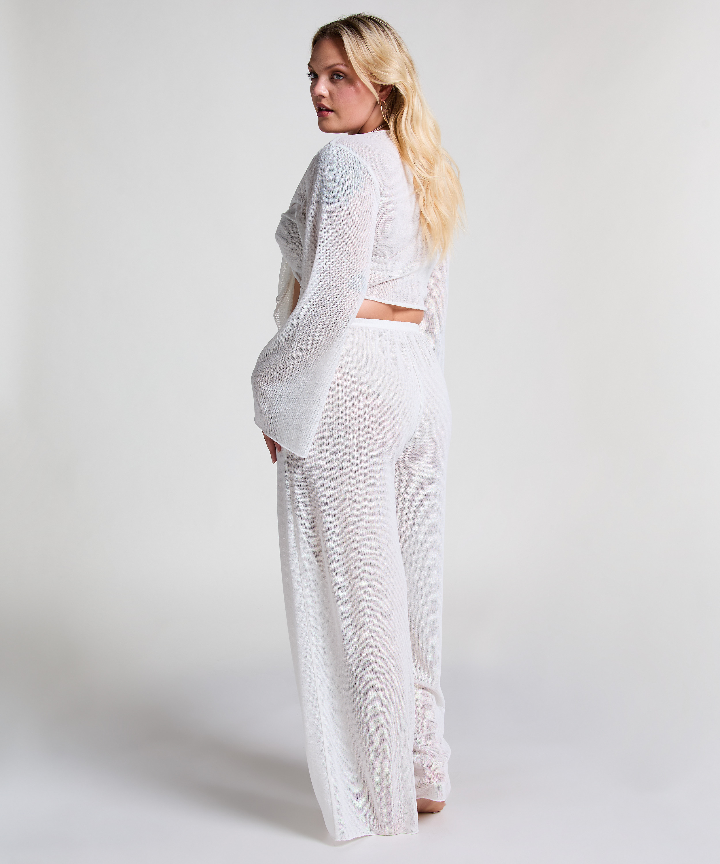 Stickad strandtopp, Vit, main