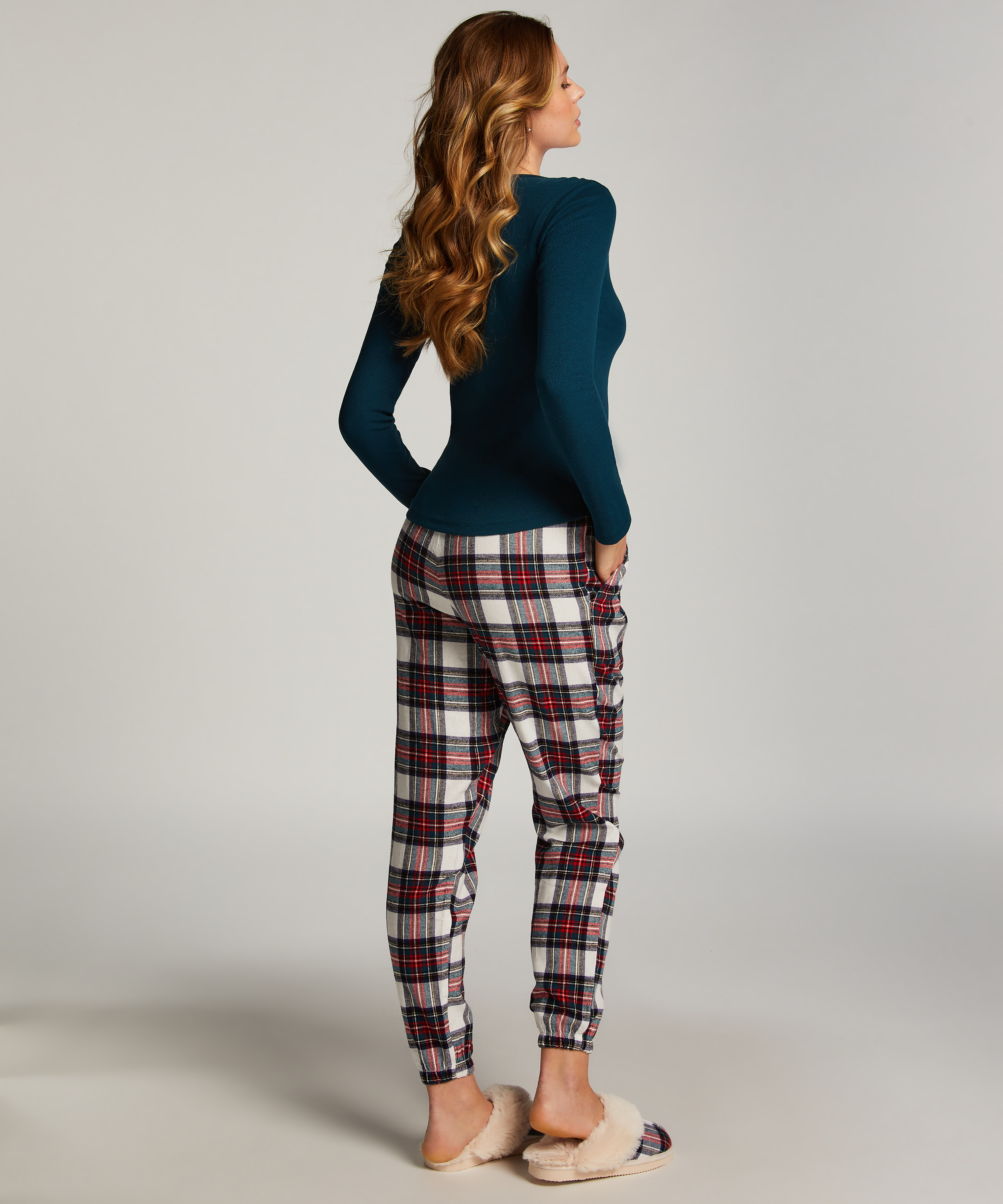 Pyjamasbyxori flanell, Vit, main