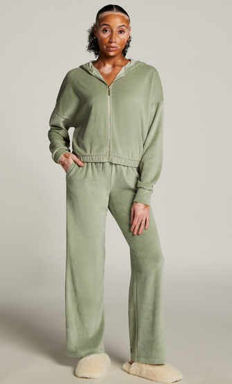 Pyjamasbyxor i velour, grön