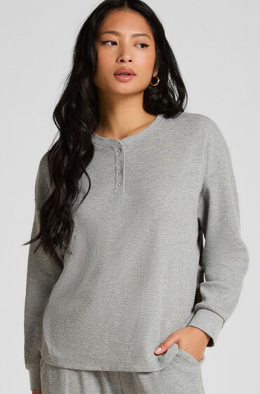 Hunkemöller Top Waffle Henley Grå
