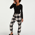 Petite Twill Check Pyjama pants, Svart