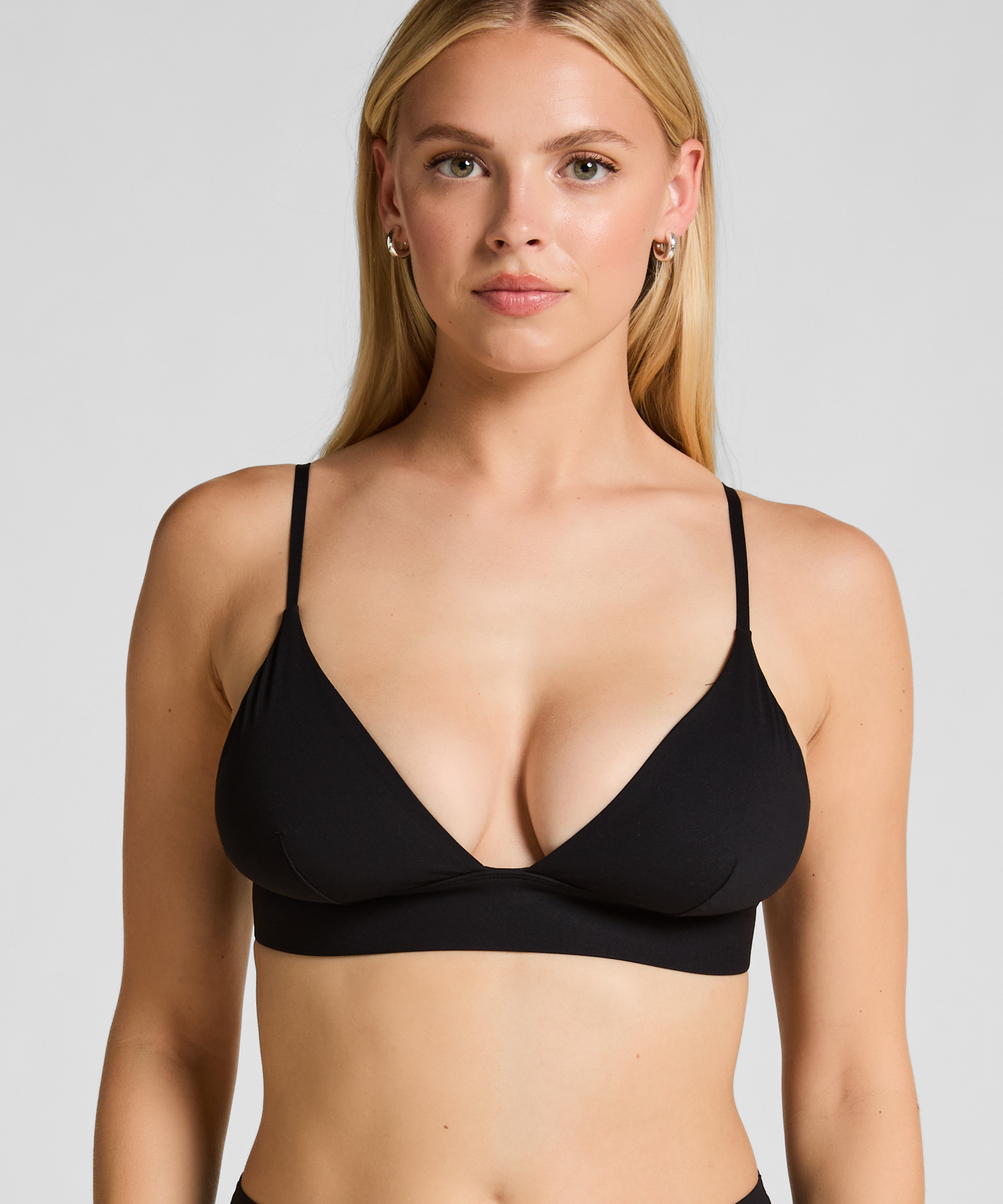 Triangel Bralette Smooth, Svart, main