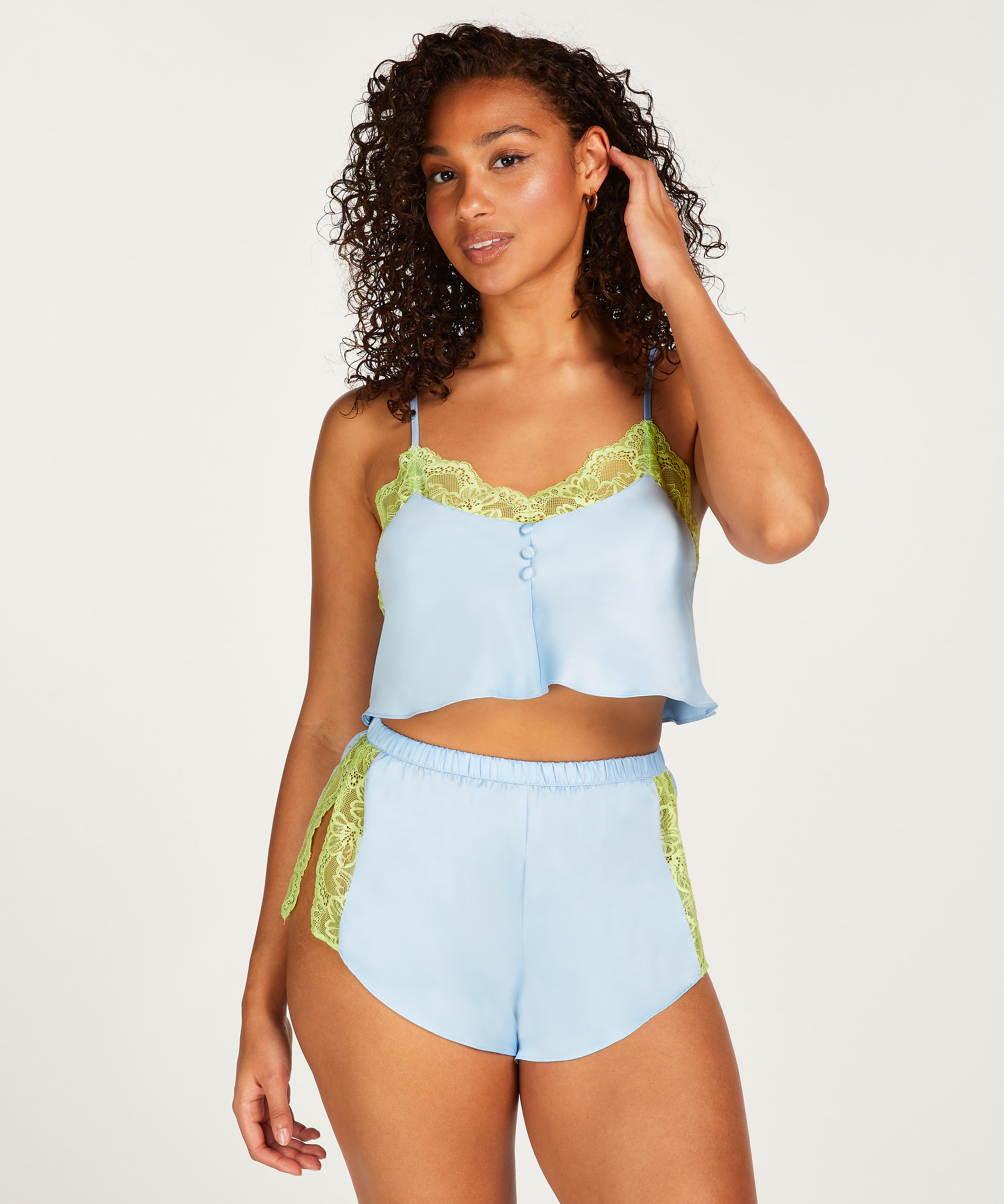 Satin Lace-shorts, blå, main