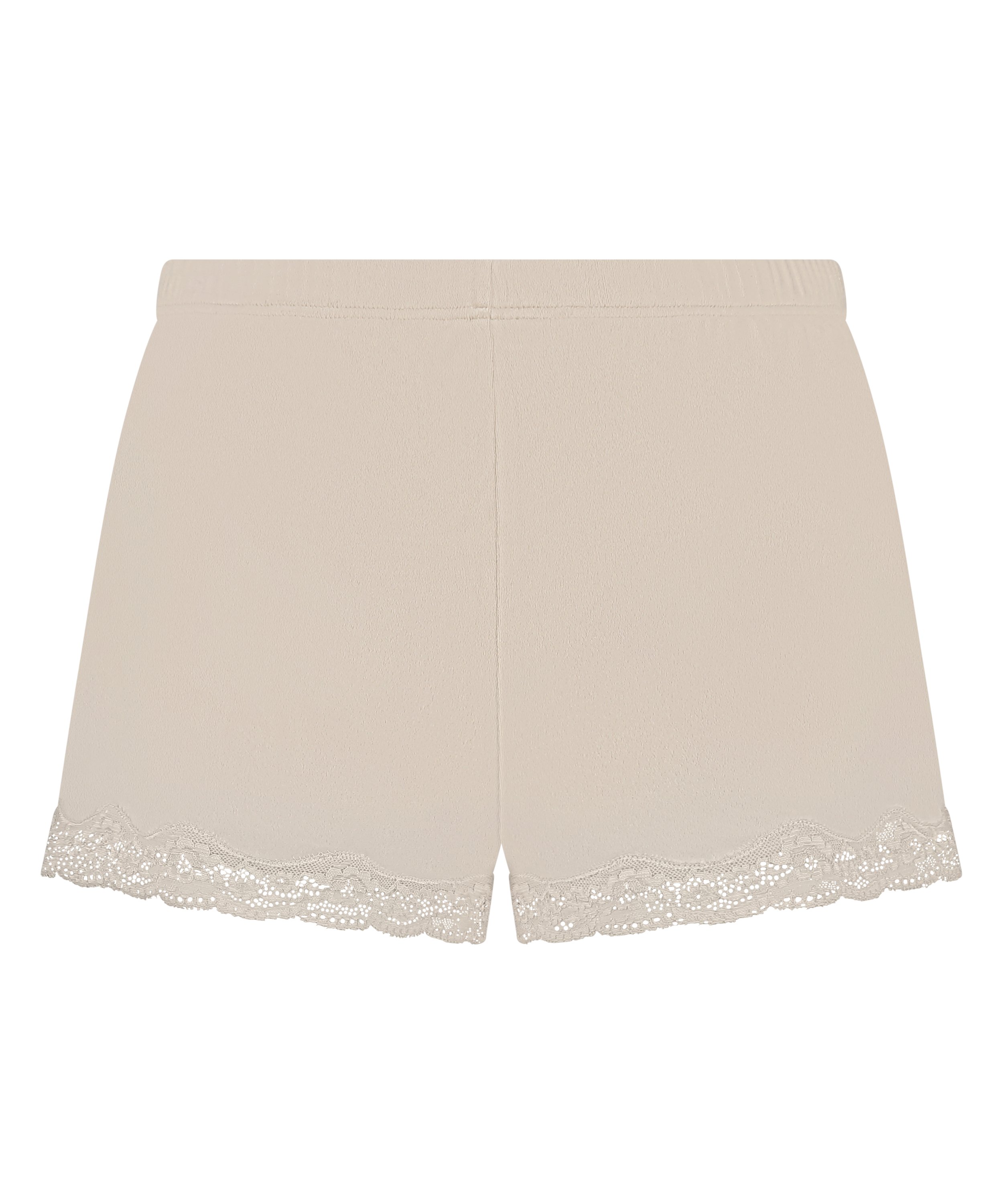 Velour- och spetsshort, Beige, main