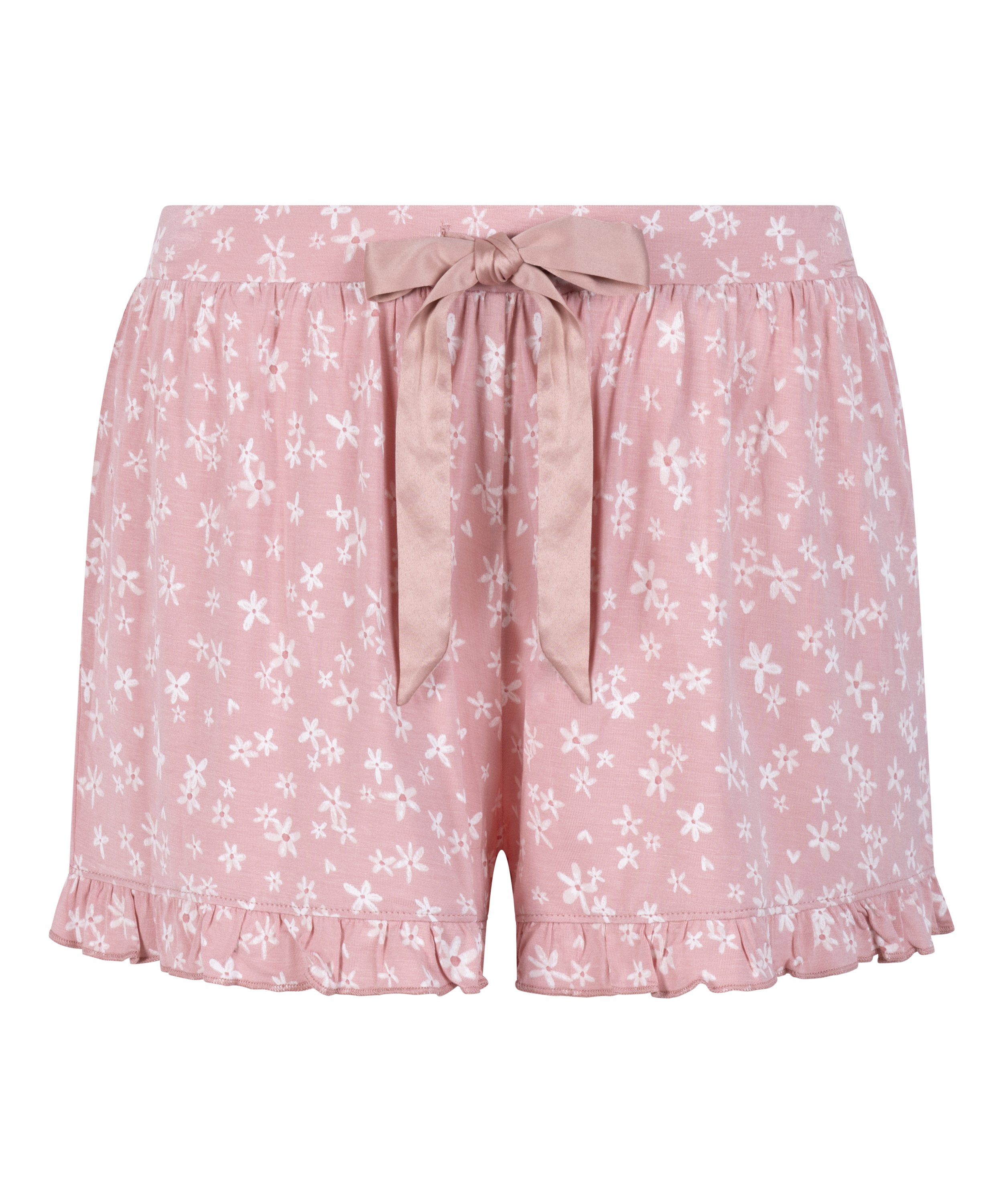 Jersy-shorts med volanger, Rosa, main