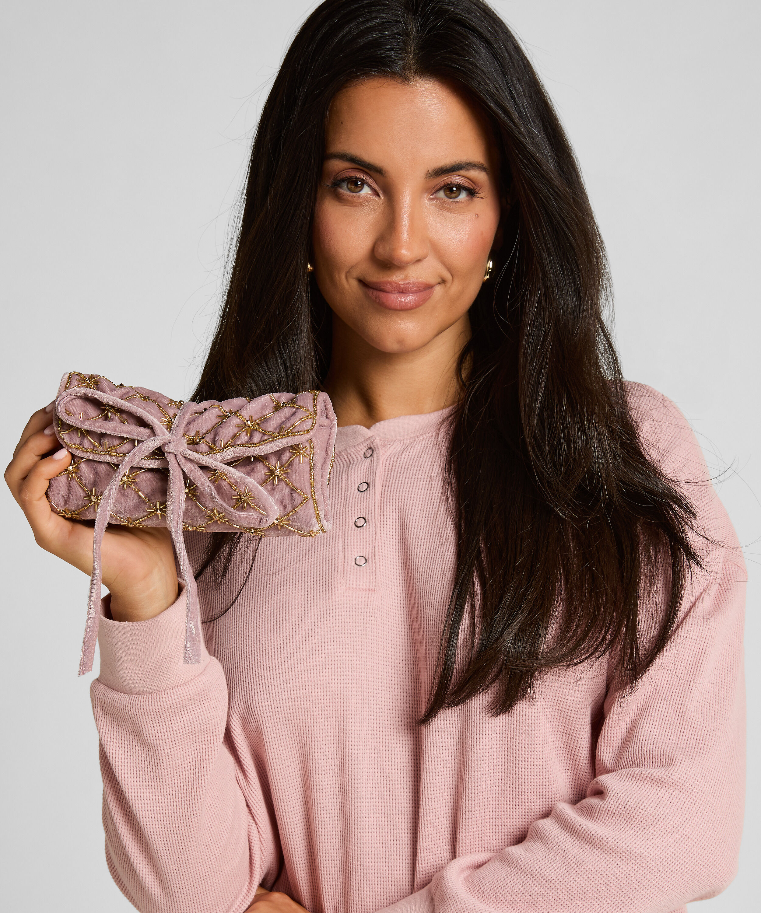 Smyckespåse med pärlor, Rosa