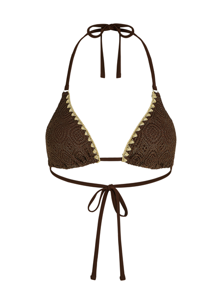 Crochet triangel-bikinitopp, Brun
