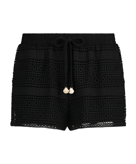 Virkade shorts, Svart