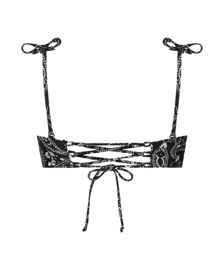 Paisley croppad bikini&ouml;verdel, Svart