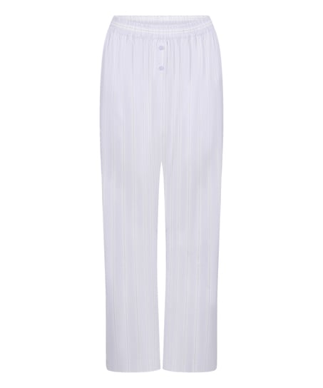 Randig byxa i v&auml;vd bomull, Lila